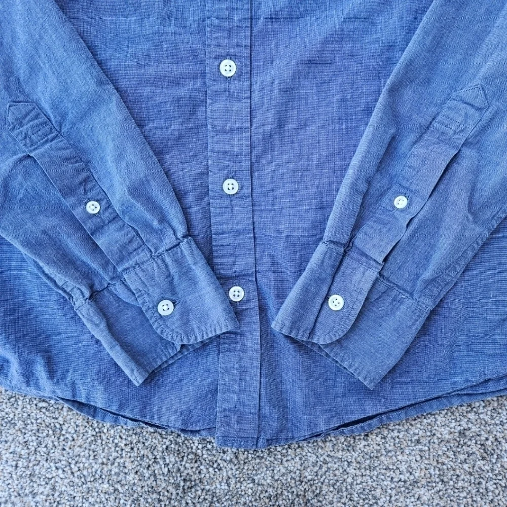 J. Crew Jeans Slim Flex Washed Muted Blue Long Sleeve Button Down Shirt Men's M